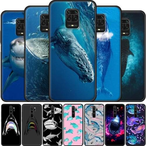Ocean Whale Shark Swimming Case For Xiaomi Redmi Note 9S 9 8 7 10 Pro 8T 9C 9A 8A Soft Bumper Black Silicone Phone Cover Sac