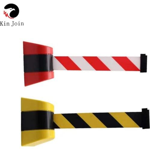 KinJoin Max 10m Belt Length Wall Mounted Retractable Belt Bbarrier With Yellow / Black Striped Caution Belt For Separated Region