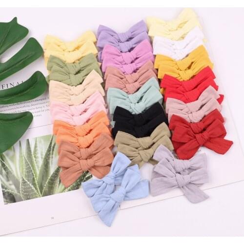2Pcs/lot Solid Colors Bowknot Hairpins For Cute Girls Cotton BB Hair Clips Safety Barrettes Headwear Kids Hair Accessories Gifts