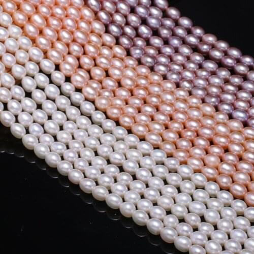 Fine 100% Natural Freshwater Pearl Oval Shape Beads for Jewelry Making DIY Bracelet Necklace Size 5-6mm