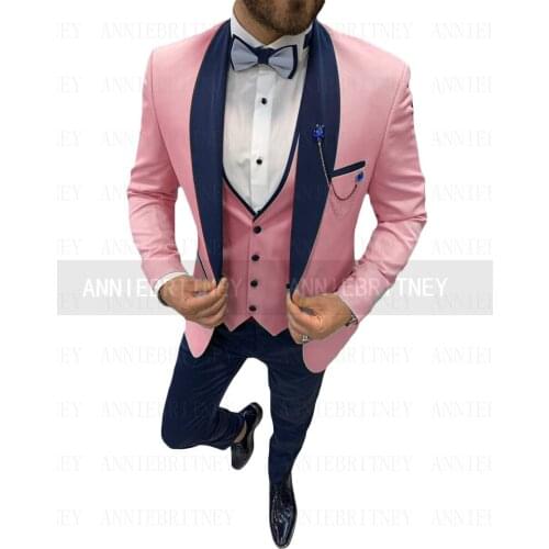 Jacket+Pants+Vest) Fashion Luxury Workwear Slim Fit Business Shawl Lapel Groomsman Suit 3 Piece Formal Man Blazer Custom Made