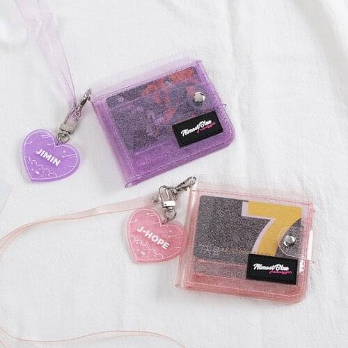 Summer transparent pvc wallet for women organizer bank card holders jelly girls neck string sqaure purse