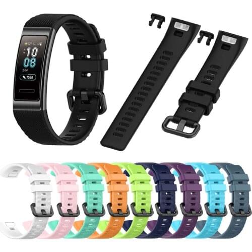 For HUAWEI Band 3/3 Pro/Huawei 4 Pro Silicone Watch Strap Wear-resistant Wristband Anti-fingerprint Replacement Smart Watch Band