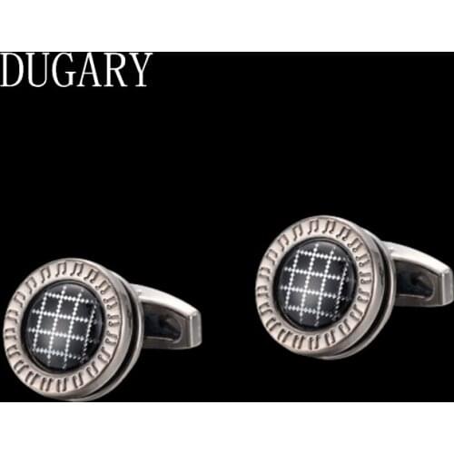DUGARY Luxury shirt cufflinks for mens Brand cuff buttons cuff links High Quality Round black abotoaduras Jewelry gemelos