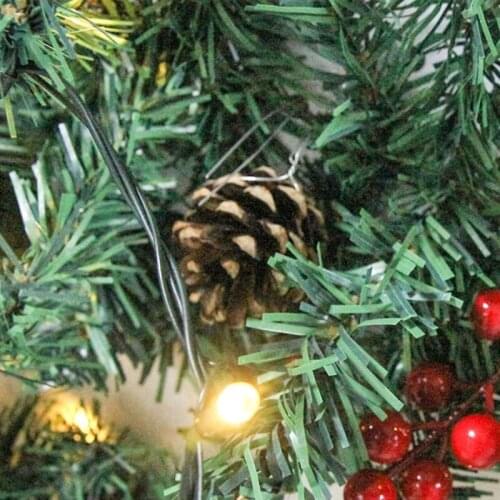 2.7m 9ft Christmas LED Rattan Garland Red Berries Decorative Artificial Xmas Tree Vine String Light Home Decoration