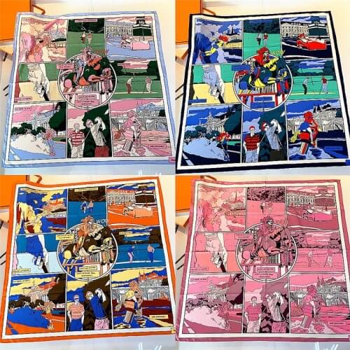 Manual Hand Rolled Twill Silk Scarf Women Scarves Foulards Femme Wrap Bandana Hijab 90CM Beach Towel satin scarf female bow ties