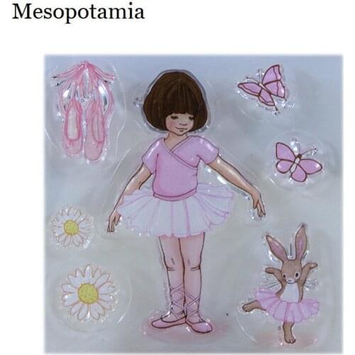 DIY Scrapbooking Albums Stamps Seal Pink Ballet Girl Rabbit Embossing Silicone Transparent Stamp Card Decoration Stamps Seal