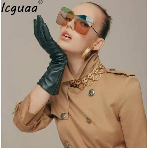 Cross Square Rimless Sunglasses Women Colorful Trend Gradient Sunglasses Men Ladies Eyewear UV400 lentes de sol hombre