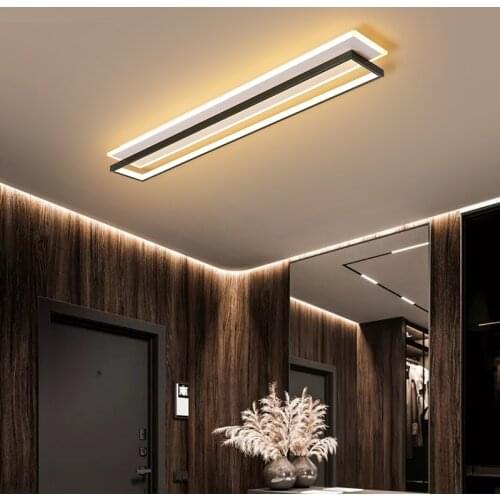 Led Aisle Ceiling Lamp Modern Golden Corridor Passageway Entrance Light Cloakroom Long Strip Balcony Living Room Lights Lighting