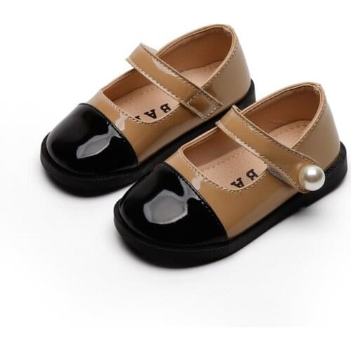 Girls New Autumn Pearl Leather Shoes Childrens Flats Shoes Princess Party Performance Single Shoes G98