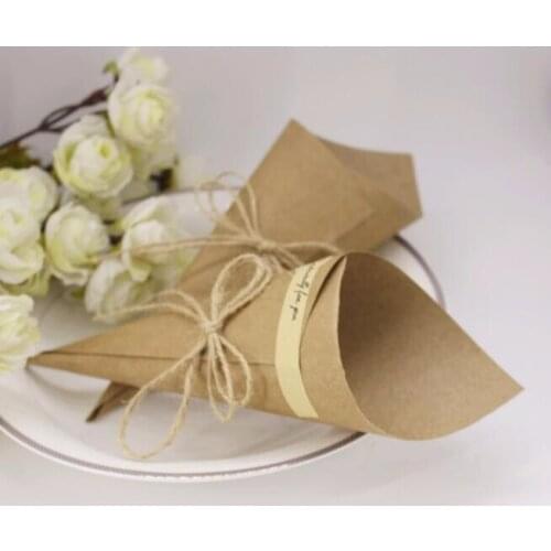 50 pieces 2021 Flowers Packaging Gift Wrapping Paper bouquet Materials ice cream shape with rope