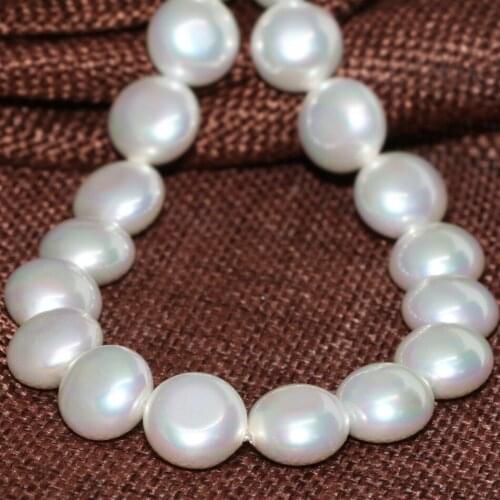 Bohemia Fashion 12mm Natural White Shell Pearl Coin Beads Women Fit Diy Bracelet Necklace Jewelry Making 15inch B2279