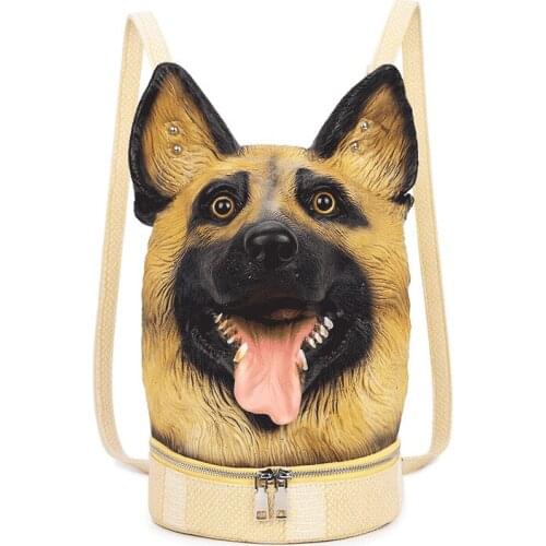 Women Backpack 3D silicone dog head Backpack for ladies animal shoulder bag For Girls Leisure travel backpack 2018 fun design