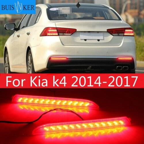 1 Pair For Kia k4 2014-2017 Car Accessories Rear Brake Light Tail Stop turn signal lamp LED Bumper Reflector Light