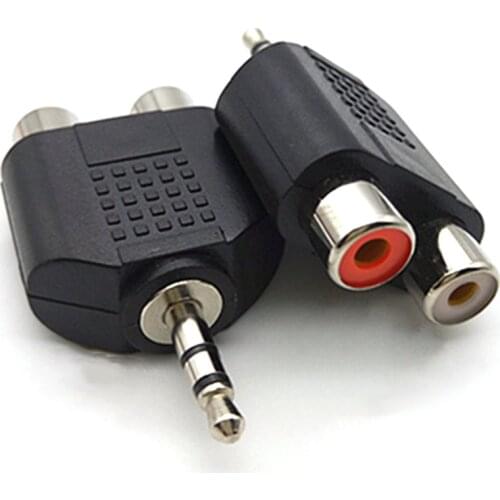 2pcs 3.5mm 3 Pole Male plug to RCA Female jack 3.5 Audio Connector 2 in 1 Stereo Headset Dual Track Headphone
