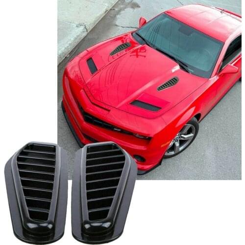 2Pcs Car Simulation Shark Air Vent Universal Glossy Black Sport Racing Air Flow Vent Bonnet Hood Scoop Cover Trim