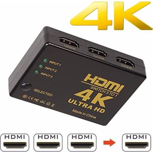 4K*2K 3D Mini 3 Port HDMI-compatible Switch 1.4b 4K Switcher Splitter 1080P 3 in 1 out Port Hub for DVD HDTV Xbox PS3 PS4