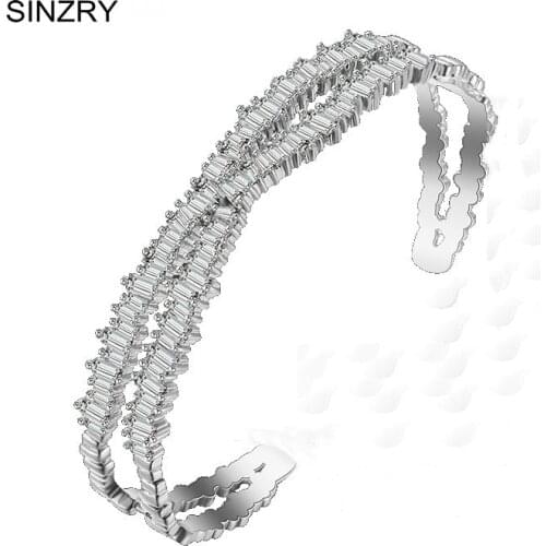 SINZRY Brand Personalitycubic zirconia cuff bangles brilliant X shape charm bangles hot trendy bracelets for women