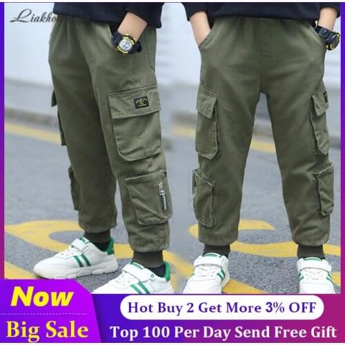 Boys Pants Boys Pants Cargo Pants Teenage Boy Multi-Pocket Trousers Kids Spring Boys Casual Trousers For Pants Streetwear