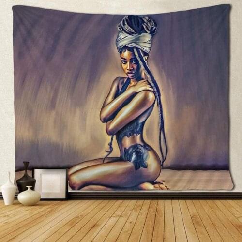 Black Women Girl Art Tapestry African American Sexy Lady Tapestries Wall Hanging Hippie Art