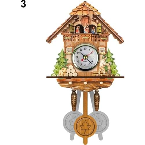 Wooden Cuckoo Wall Clock Bird Time Bell Swing Alarm Watch Home Art Decor HY99