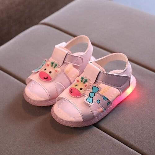 2021 Size 21-30 Children Luminous Sandals for Baby Girl Shoes Glowing Sandals with LED Light Kid Lighted Soft Sole Beach Sandals