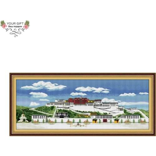 Joy Sunday F057 Free Shipping 14CT 11CT Counted and Stamped Home Decor China The Potala Palace Embroidery Cross Stitch Kits