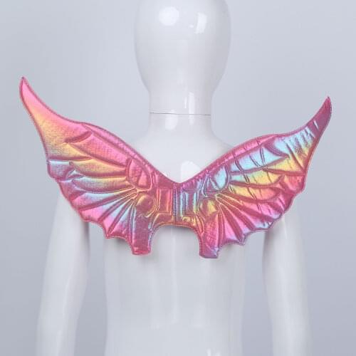 Girls Cosplay Holographic Metallic Wings Costume Halloween Party Angel Wings Cute Princess Fairy Dress Up Birthday Photo Props