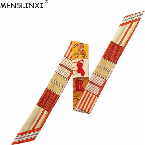 Plaid Horse Luxury Brand Skinny Scarf Multi-function Bag Silk Scarves For Women New Fashion Head Scarf Wrist Towel For Ladies