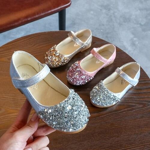 Crystal Leather Shoes Kids Toddler Infant Baby Girls Single Shoes Party Princess kids Shoes oes for girl chaussure enfant fille