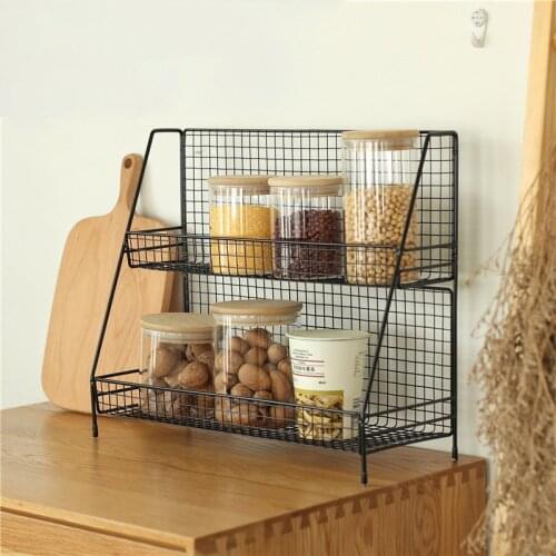 Kitchen Organizer Spice Jar Shelf Organizer 2 Tier Stainless Steel Spice Bottle Rack Holder Storage Kitchen Countertop Shelves