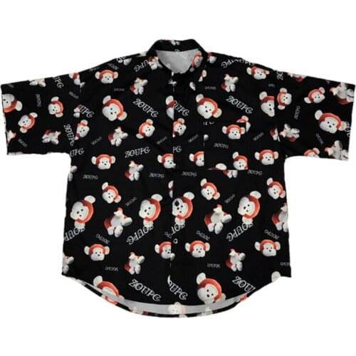 Summer Shirt Women College Style Shirt Cartoon Monkey Print Shirt Vintage Short Sleeve Blouse Casual Man Shirt Plus Size Shirt