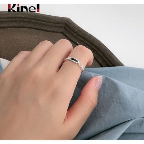 Kinel Minimalist Real 925 Stelring Silver Enamel Vintage Finger Rings For Women Fine Jewelry Accessories New 925 Silver Bijoux