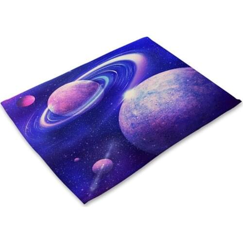 Starry Sky Moon Pattern Table Mat Creative Universe Printing Table Napkin Placemat Kitchen Decoration for Wedding Party
