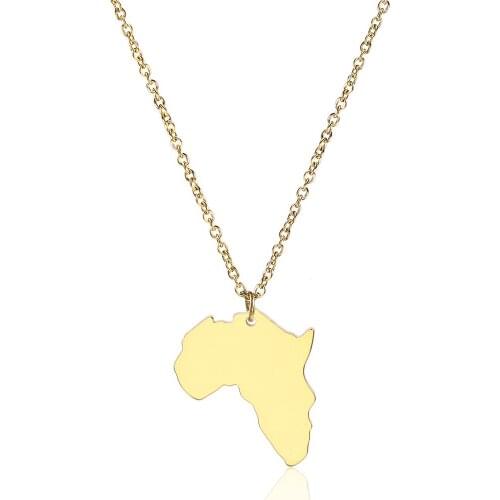 New Africa Map Necklace Womens Gold Stainless Steel Necklace Collarbone Chain Hip Hop Punk Party Pendant Exquisite Jewelry