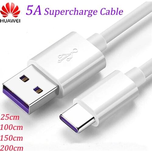 Original Huawei Super Charging Cable 5A 25cm 100cm 150cm 200cm Data Line For P40 P30 P20 Mate 30 40 Pro Honor 30 V20 V10 Magic 2