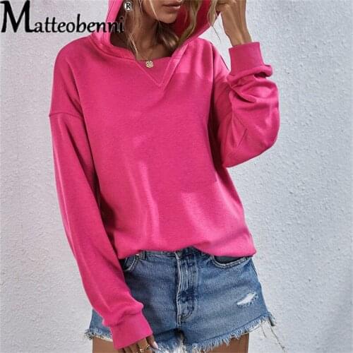 2021 Autumn Winter Womens Plus Velvet Solid Color Sweatshirt Ladies Casual Loose Long-sleeved Tops Hoodie Pullover Sportswear