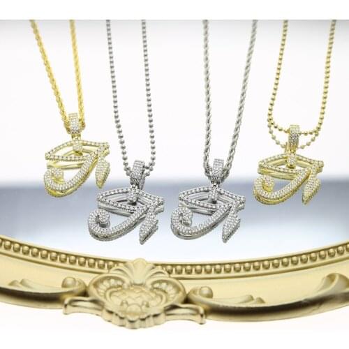 2021 iced out new trendy evil eye styles charm pendant with rope chain bead chain necklace for boy men women fashion necklace