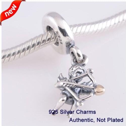 Fits For Pandora Bracelets Charms with 14K Gold Plated 100% 925 Sterling Silver Beads Free Shipping