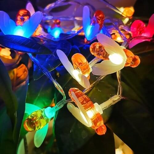 Gardening Usb Led Bee String Light Waterproof Garden Lamp Battery RGB Honey Fairy Light Patio Fence Christmas Decoration Outdoor