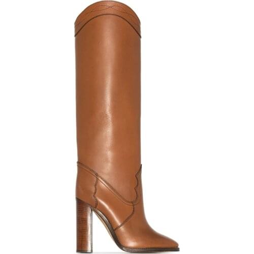 MKKHOU fashion knee-high Boots 2020 Winter new cowhide walk boots 10cm high heels womens boots sizes 34-44