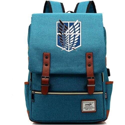 Attack on Titan Student Satchel School Shoulder Bag Backpack Laptop Rucksack Knapsack Teenager Casual Travel Outdoor Gift