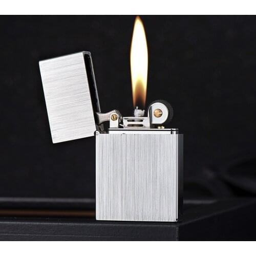 Grinding Wheel Flint Open Flame Windproof Igniter High-grade Brass Loud Sound Kerosene Lighter Stain Surface Cool Gift For Man