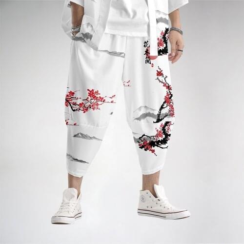 Fashion Men Harem Pant Chinese Style Floral Print Hip Hop Long Pants For Mens Clothings Hot