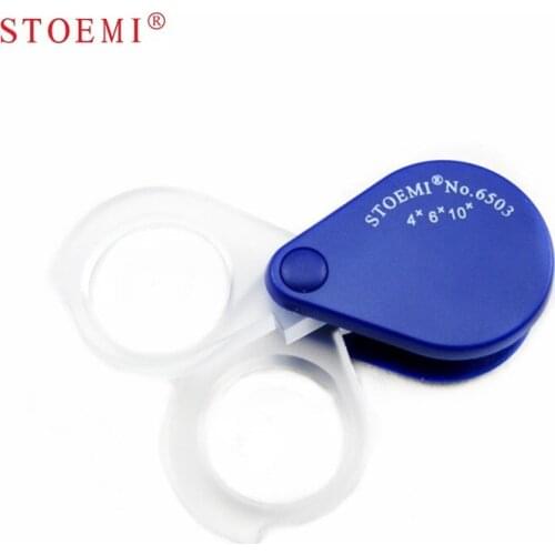 STOEMI 10X Double Lens Folding Mini Pocket Magnifier 4X & 6X Combined Magnifying Loupe 6503 Optical Tool for Sighting& Touring