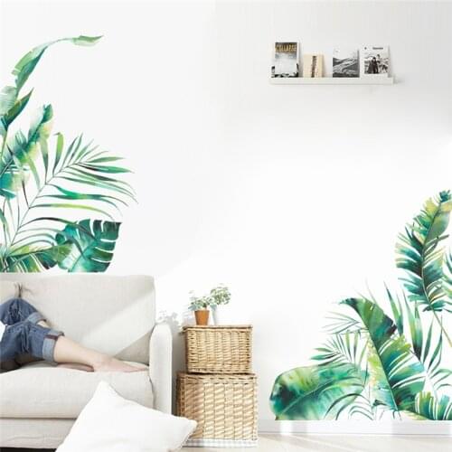 Tropical Vegetation Series Wall Sticker Bedroom Living Room Home Decoration Mural Sofa Background Wallpaper Green Stickers