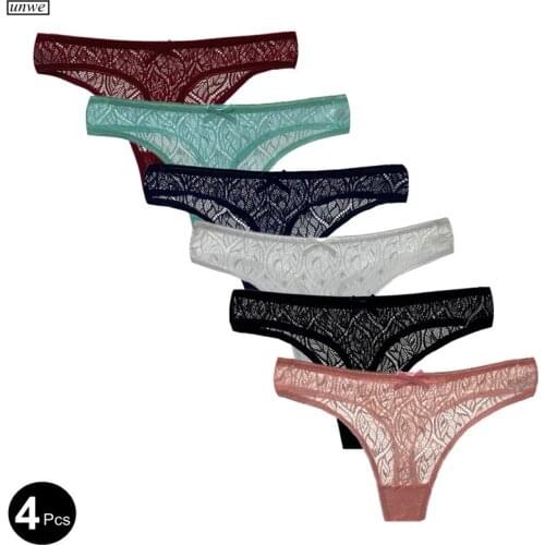 4 Pcs/Set Hot Ladies Transparent Lace Thong M-XL Europe US Sexy Women Hollow Underwear Seamless Panties