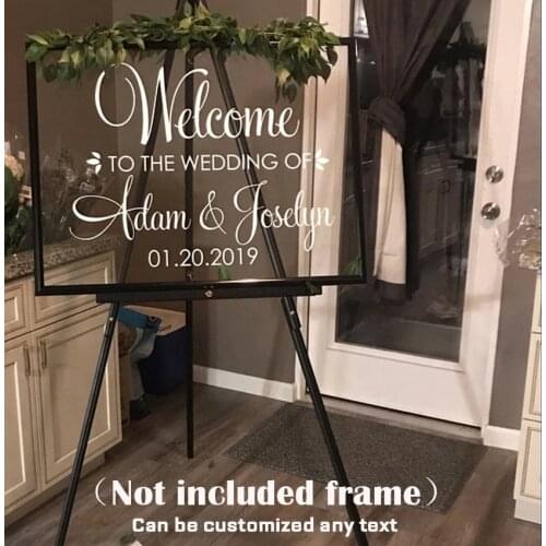 Vinyl Decals for Wedding Welcome Sign Simple Pattern Wedding Mirror Sticker Custom Couple Names Vinyl Murals Décor Art AZ940