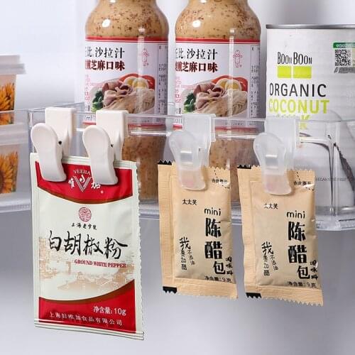 4Pcs Clips Refrigerator Sauce Bag Storage Box Mustard Sauce Bag Storage Food Sealing Clip Hook Towel Gloves Sock Clips