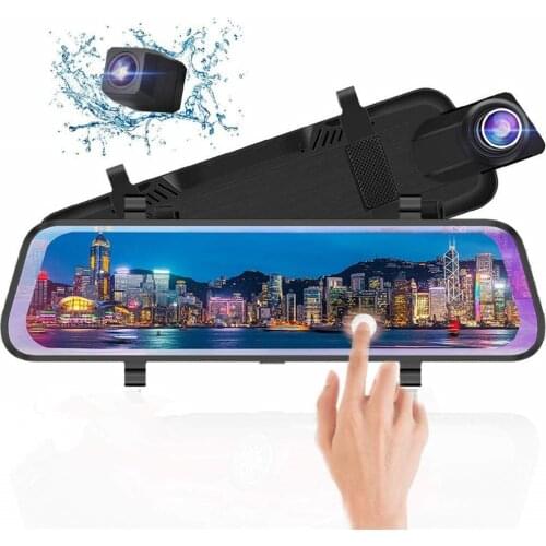 9.66" IPS Touch Screen 1080P Dual Camera Car DVR Mirror Dash Cam Car Black Box